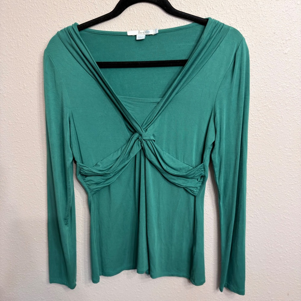 Boden Green Twist Front V-Neck Long Sleeve Top WL672 Size US 6